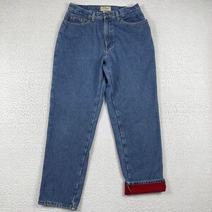 LL Bean Jeans Womens 12 Relaxed Fit Blue Denim Flannel Lined Outdoors Camping‎